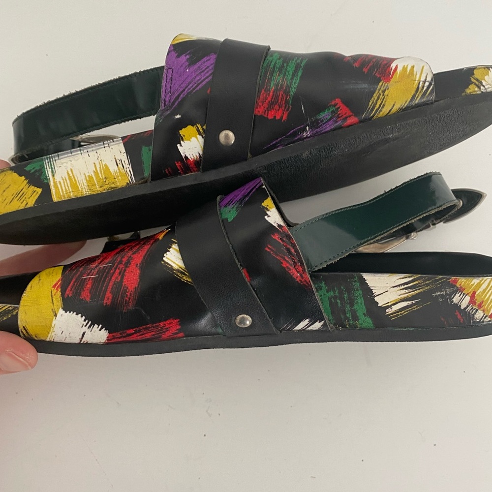 TOGA Pulla Multicolor Painted Leather Slide Sandals - Picture 6 of 6